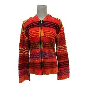 India Boutique Multi Color Women’s size M/L front zipper Rust hoodie Jacket